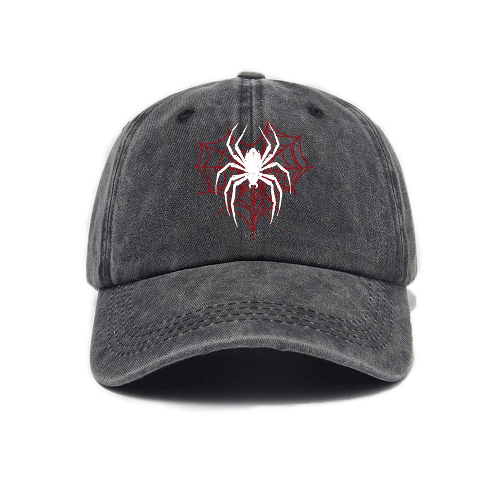 Top Water Washed Old Printed Baseball Cap Adult Versatile Hot Selling Spider Printed Water Washed Old Soft Top Sunshade Baseba