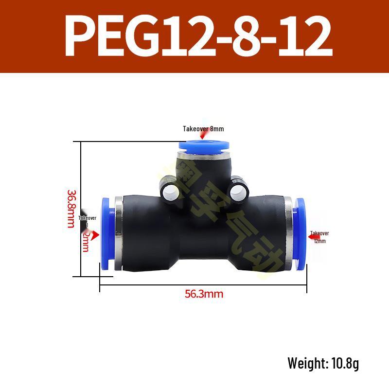 Pneumatická T-redukce rychlospojka pro PE trubky (4-14 mm)