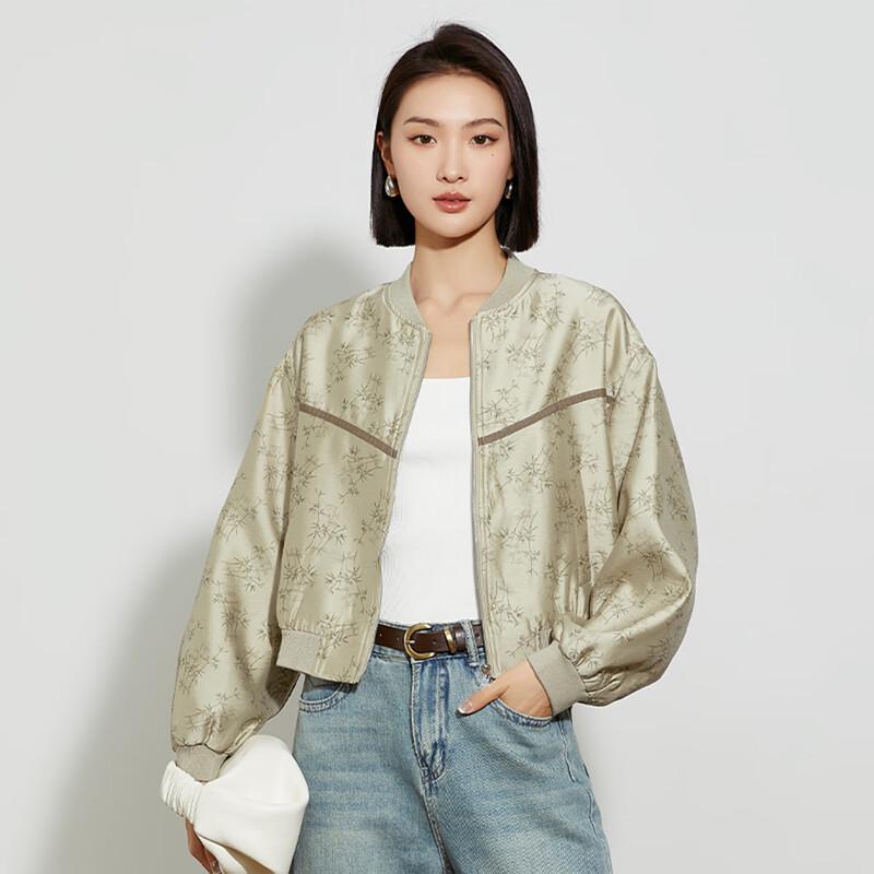 

Women s Floral Chinese Style Baseball Jacket M