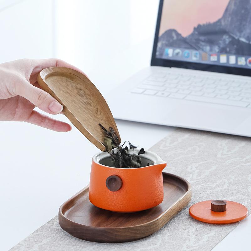 Kuaike Travel Tea Set, One Pot And Three Cups Of Anti-Scalding Ceramic Kung Fu Tea Set, Portable Travel Gift Customization