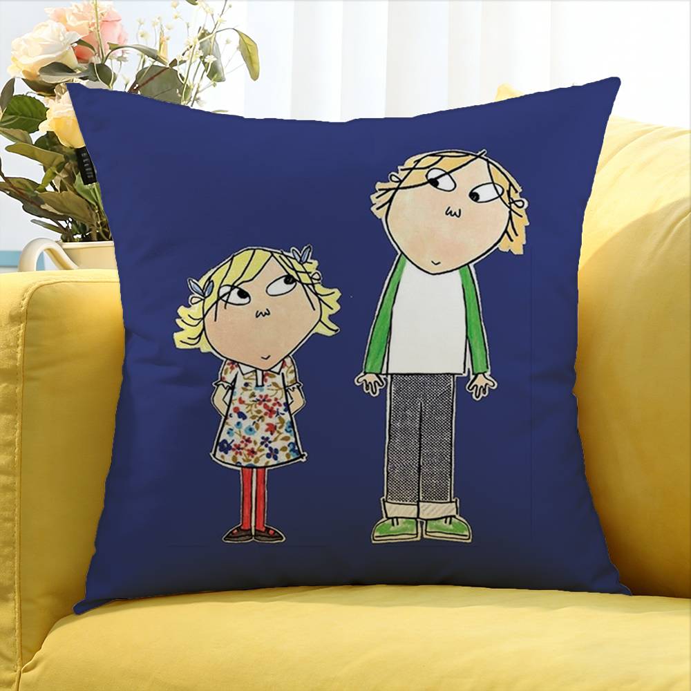 C-Charlie And L-Lola World Various Sizes Square Pillow Case For Car Home Bedchamber Decor