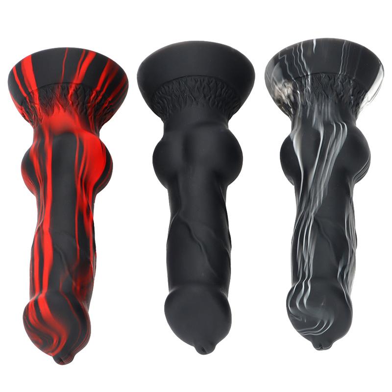 Dildo Pene di Cane Senza Uova Simulato Colore Misto per Donna Dispositivo di Masturbazione Corte Posteriore Grande Plug Anale Strumento di Espansione Anale
