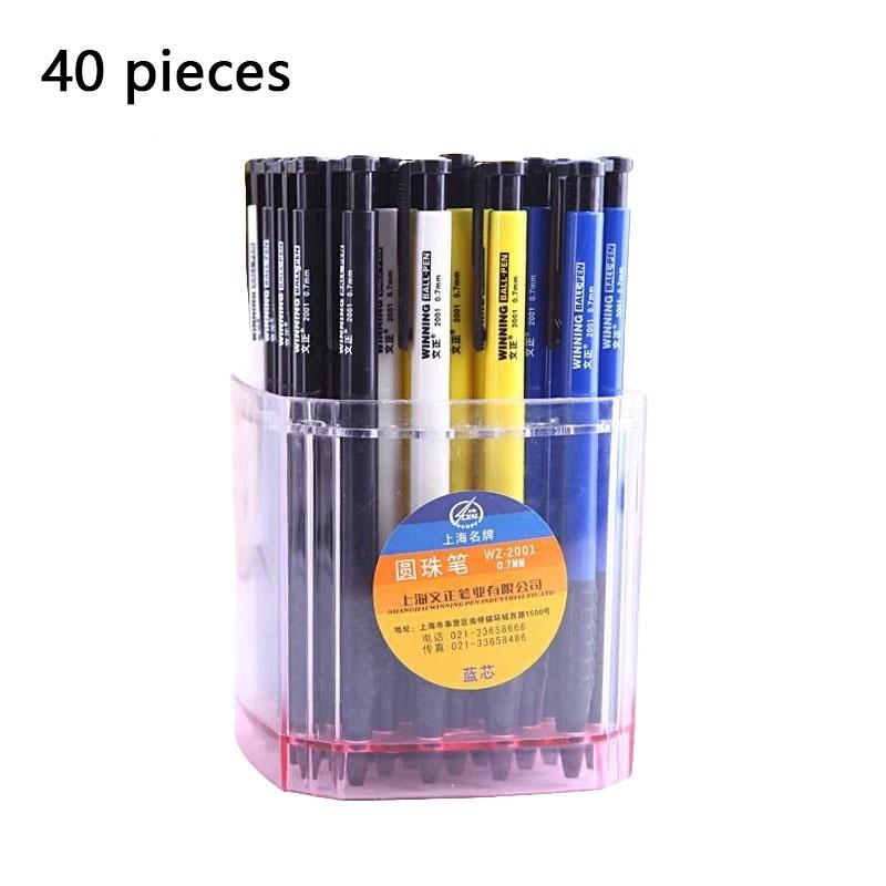 

40 Multi-color Ballpoint Pen Press-type 0.7mm Anti-drop Office Supplies for Primary School Teachers and Companies Ball Point Pen 40pcs синий