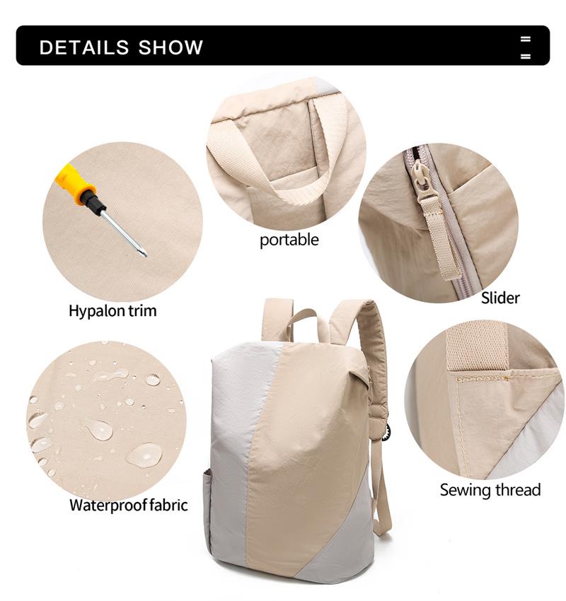 Stitching Contrast Backpack Unisex Waterproof Backpack Travel Bag