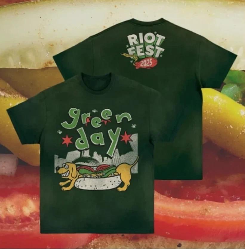 HOT!!Green Day Riot Fest 2025 On Sept21 2025 - Forest Green Color T-Shirt