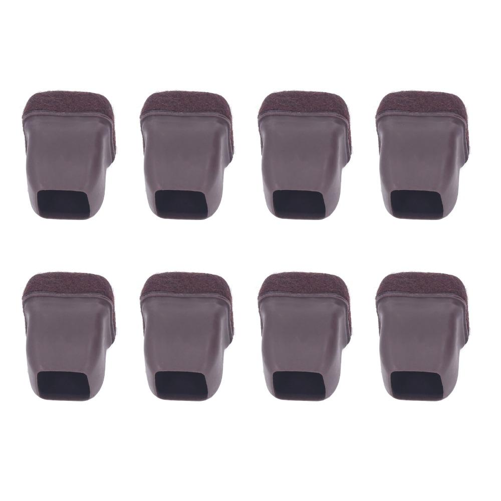 8pcs Rectangle Shape Chair Leg Covers TPE Material Brown Color Floor Protectors Anti-Scratch Protectors Indoor Furniture