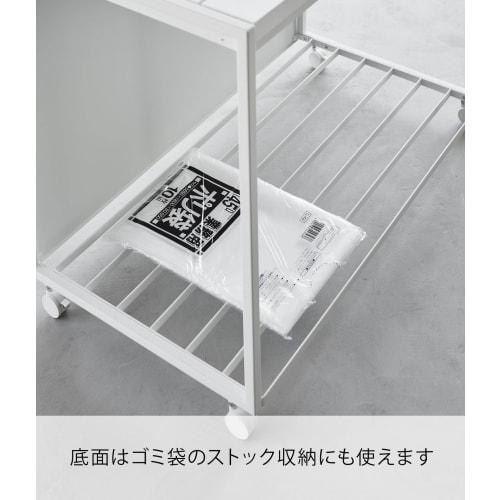 Yamazaki Tower 1822, 45L, 3-compartment, Lidded, Privacy-protected Trash Cart with Handle and Casters, White, W76 X D44 X H60cm (including Casters), T
