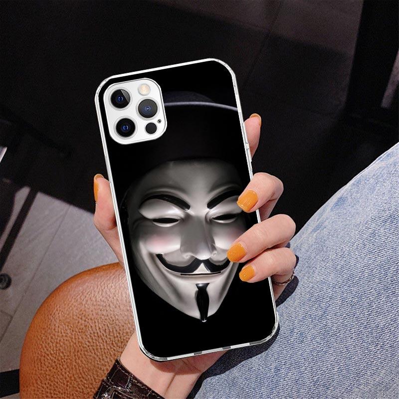 Anonymous V Mask Phone Case For iPhone 17 Air 16 Pro Max 16E 15 + 14 Plus 11 12 13 Mini 7 8 SE Gift Print Cover Fundas 17 Air 16