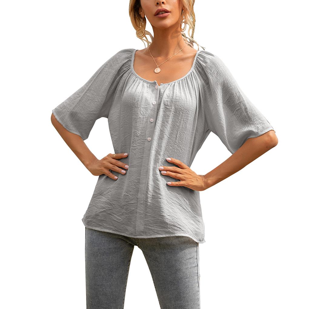 Women Blouse Short Sleeve Summer Casual Top