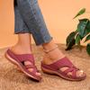 2024 Horký výprodej Boty Dámské S otevřenou špičkou Dámské pantofle Letní Římské Duté Jednobarevné Venkovní Ležérní Plážové Klínový podpatek Velké velikosti Pantofle