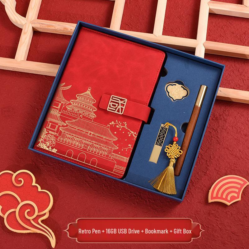 Chinese Style Custom Logo Notebook & Gift Box Set for Business and Cultural Events