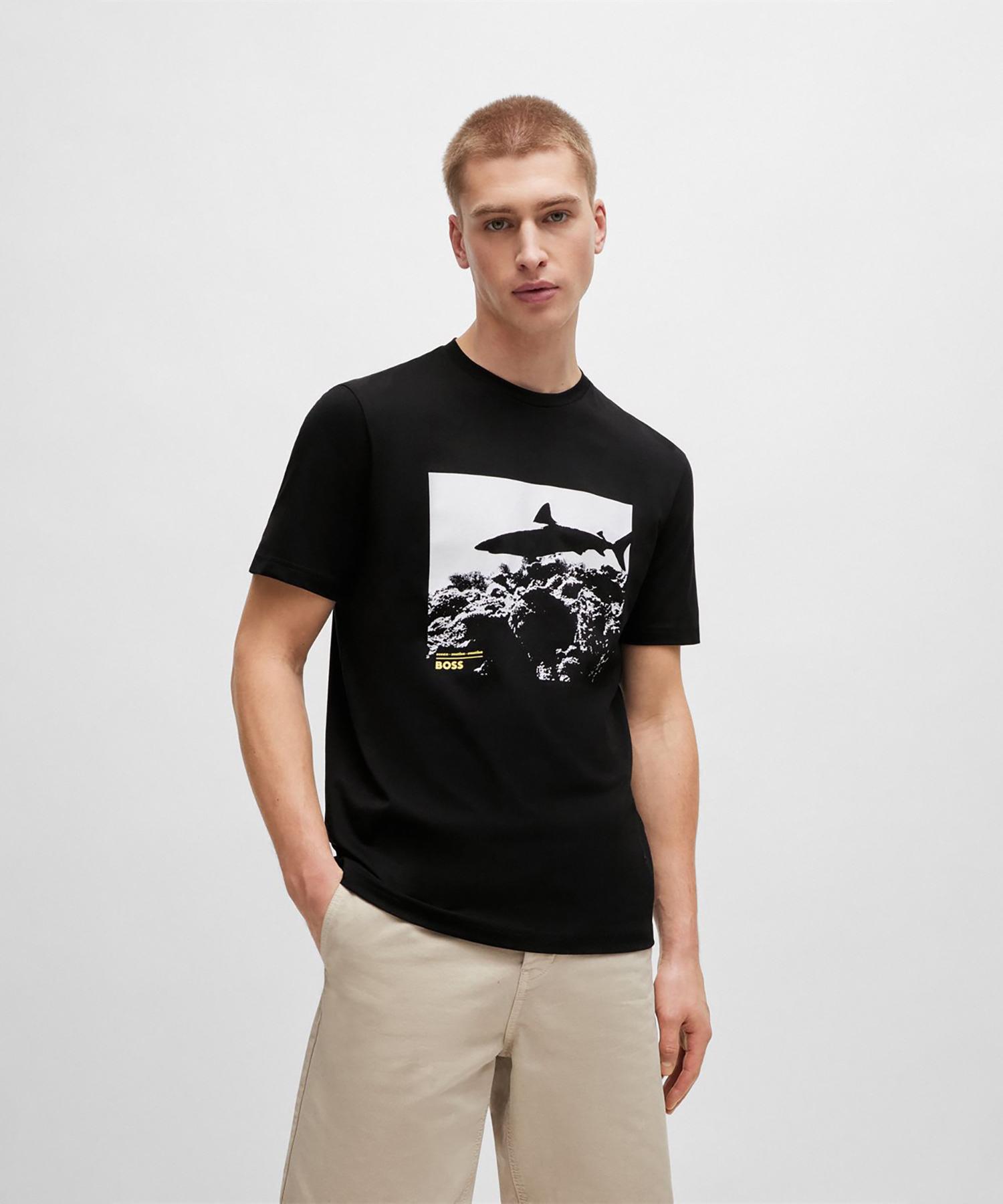 Boss Ocean Print Short Sleeve T-Shirt Regular Fit 50515626_001 Black/L