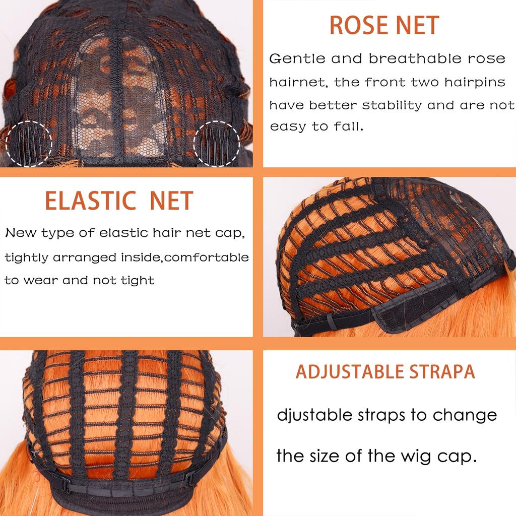 MISSQUEEN Syntetická paruka s dlouhou vodní vlnou Středně oranžová paruka z tepelně odolných vláken vhodná pro ženy na každodenní nošení