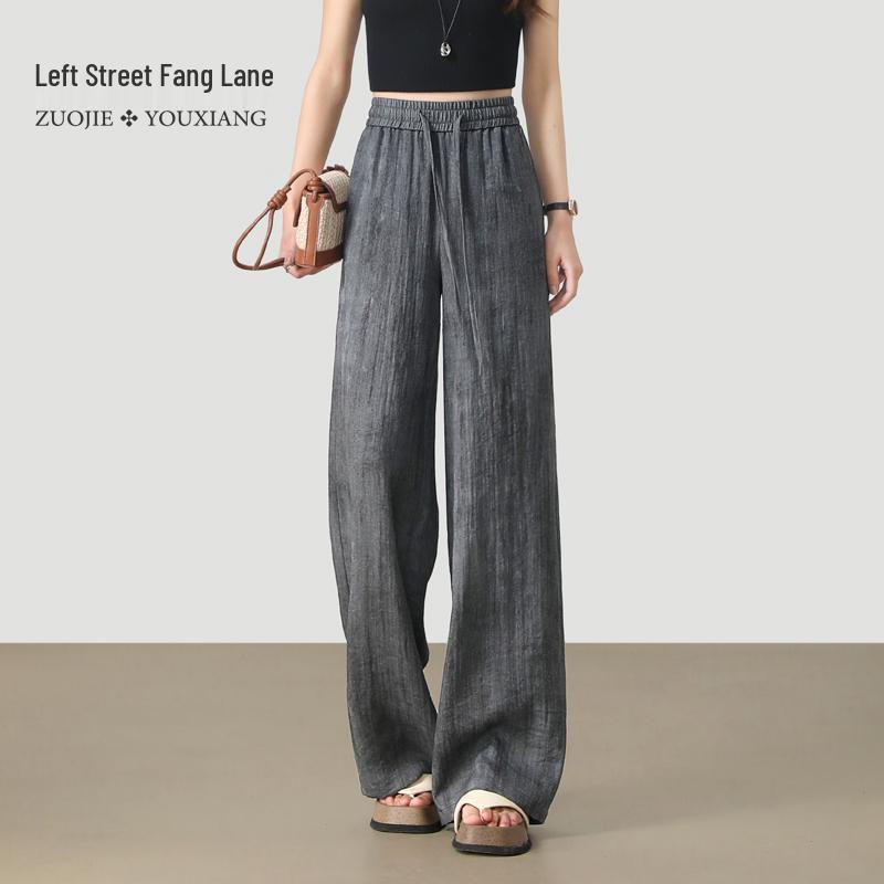 Women s High-Waisted Tie-Dye Tencel Cotton Linen Wide-Leg Pants - Summer 2026 Style Large