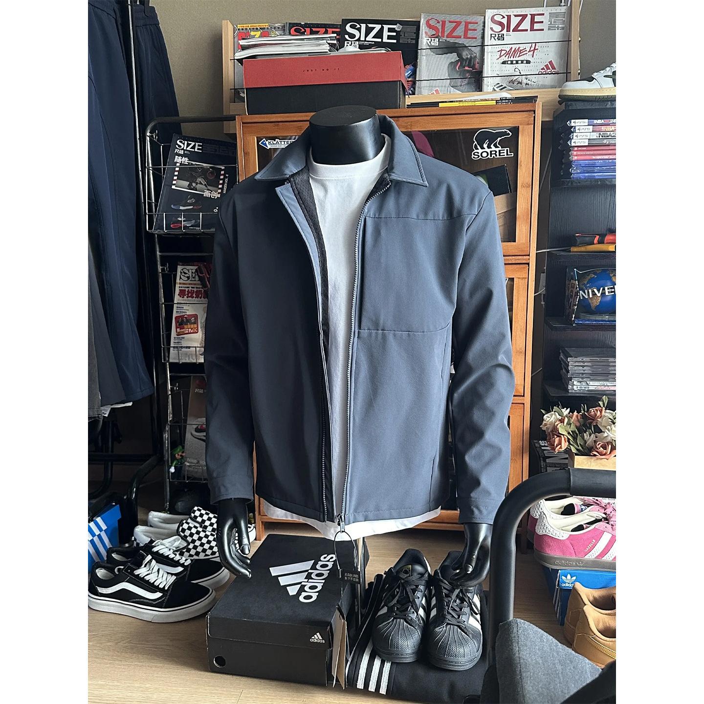 

Куртка-бомбер Cleanfit мужская осенняя американская высококлассная трехслойная куртка короткая спереди с плечевыми накладками куртка руководителя XXL тёмно-синий