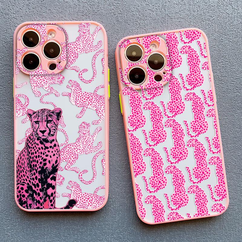 Pink Leopard Print Pattern Phone Case For iPhone 16 15 Pro Max Plus 17 Pro Max 14 13 Mini 12 11 Pro Max Shockproof Back Covers