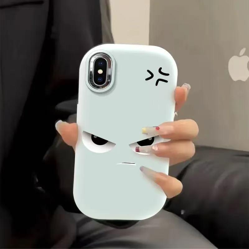 Angry Expression Phone Case for iPhone 12-16ProMax, Japanese Korean Style