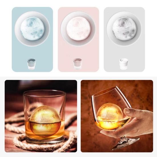 Large Silicone Ice Cube Mold BPA-free Spherical Ice Tray Easy Release One-Click Slow-Melting Ice Maker for Whiskey Bourbon