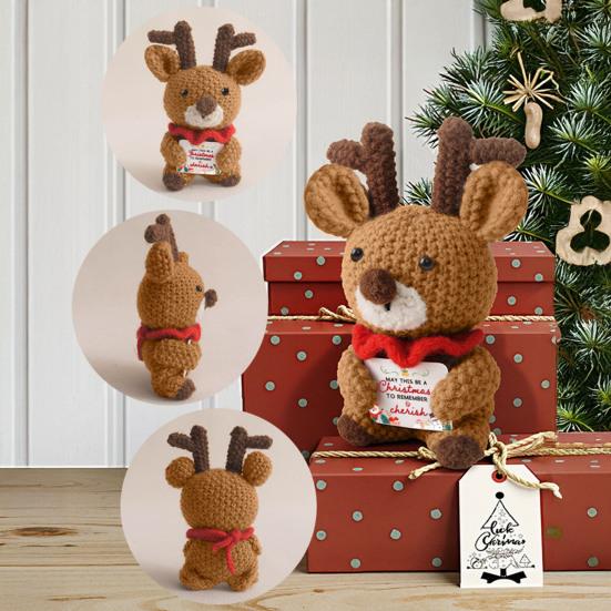 Christmas Doll Mini Funny Positive Santa Claus Snowman Crochet Knitted Toy with Inspirational Card Stocking Stuffers Winter Decor