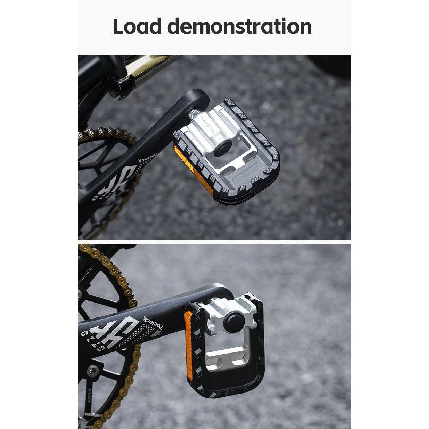 ROCKBROS Bicycle Foldable Pedals Aluminum Alloy MTB Mountain Bike Pedal Anti-slip Reflective Cycling Self-lubricating Pedal