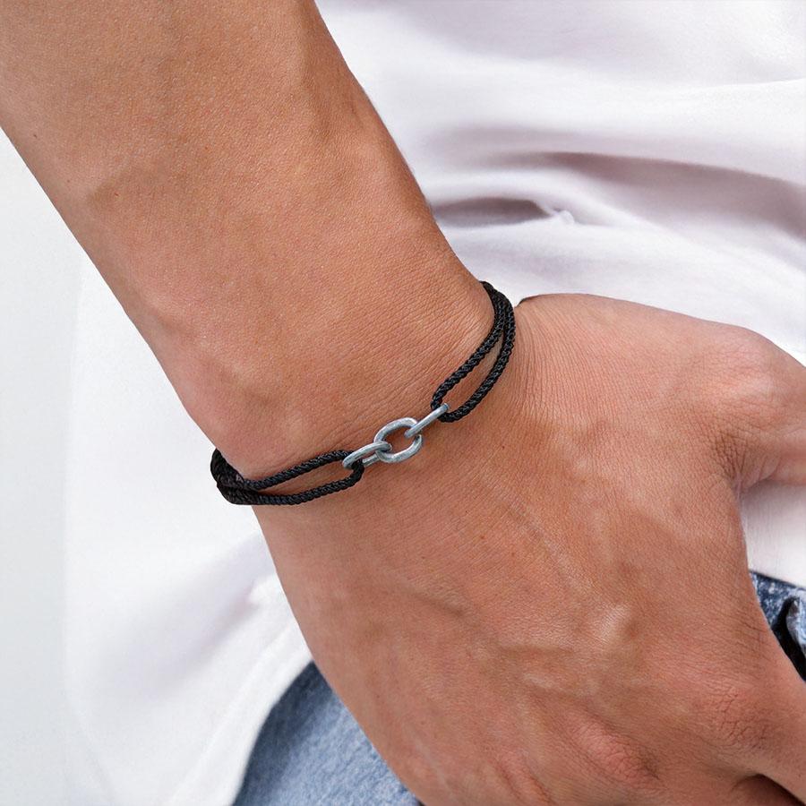 Minimalistyczna męska bransoletka ze sznurka w stylu retro wikingów, wysokiej jakości, z cienkim łańcuszkiem, z zawieszką, na ramię, hiphopowa, Joias