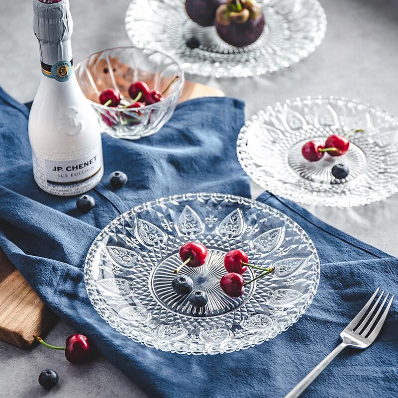 Huihuang European Glass Round Snack & Fruit Plate