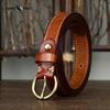 Fashion Retro Trend Decorative Thin Belt Women's Copper Buckle Pure Cowhide Jeans Belt