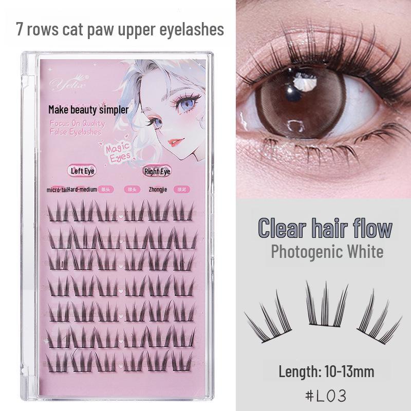 Yelix Thick Cat-Eye False Eyelashes: Natural, Segmented, Glue-Free Lower Lashes