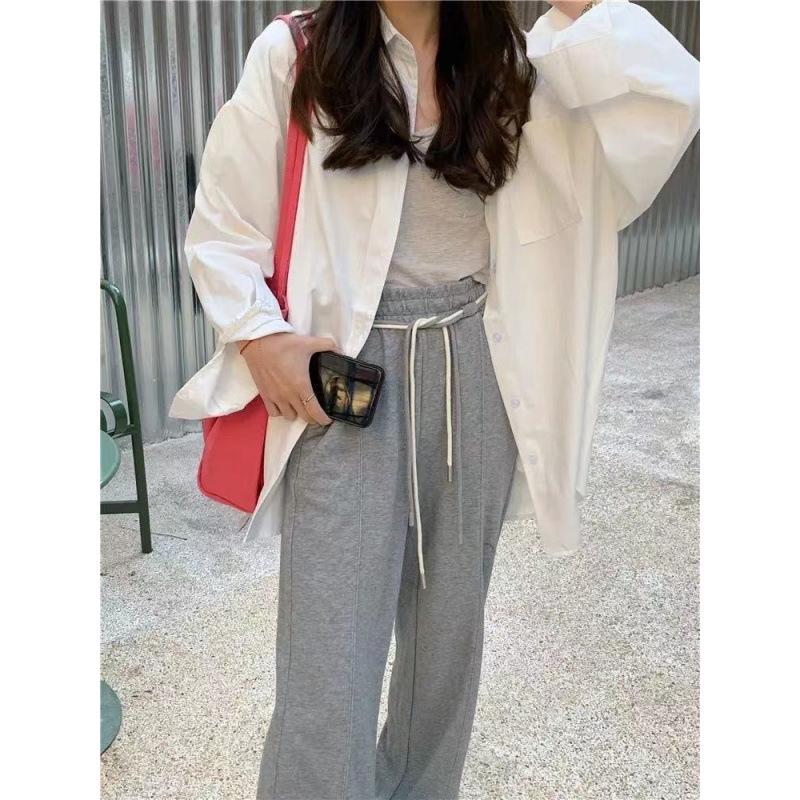 2024 Korean Long-Sleeved Boyfriend-Style Women's Shirt: Spring/Fall Sun Protection, Loose Fit, Versatile Summer Jacket