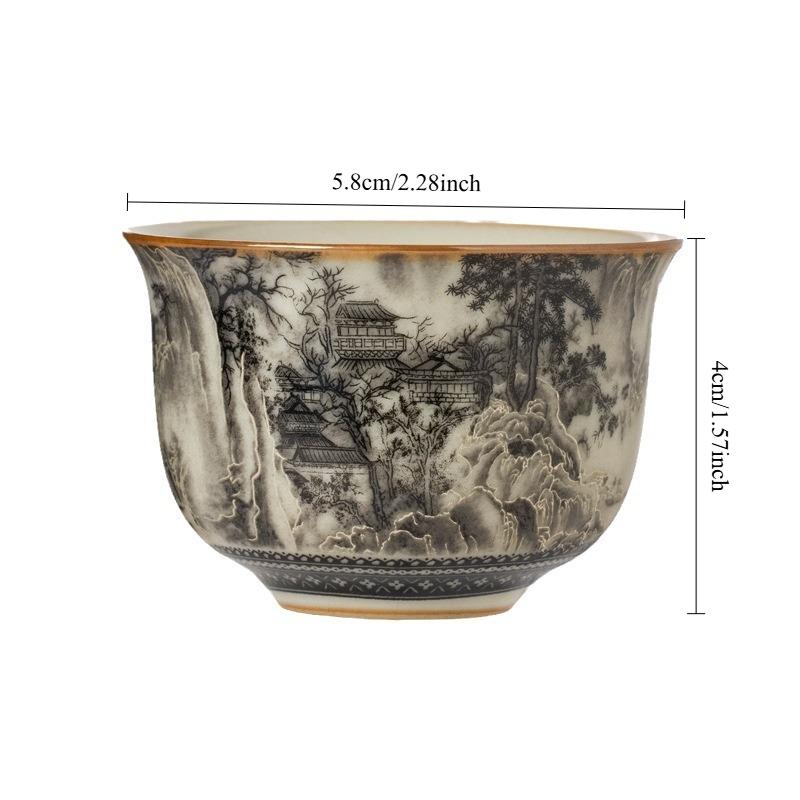 65ML Landscape Ru Kiln Master Cup Household Tea Cup Handmade Tea Bowl Smelling Cup Teaset Supplies Teaware A Cup Of Tea