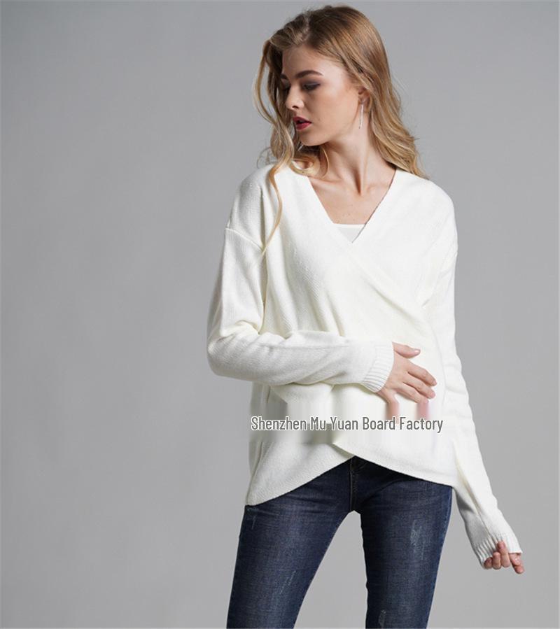 Plus Size Women's Autumn/Winter OL Cross-Stitch Knitted Sweater - Fashionable and Elegant