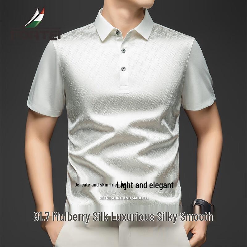 Men s 91.7% Silk Blend Short-Sleeve Polo Shirt 50