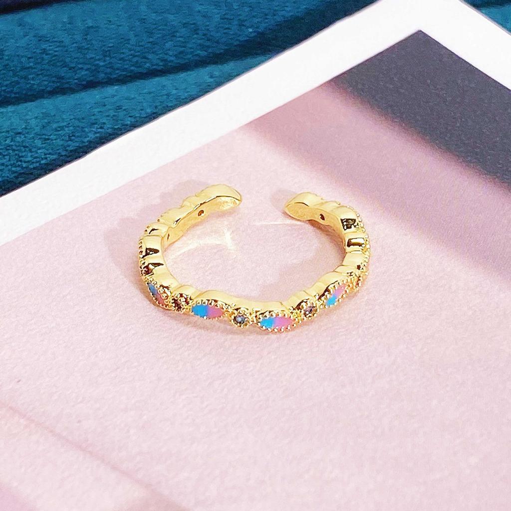 The Same Medieval Sweet Pink Zircon Super Flash Love Wing Ring Girl Heart Exquisite Niche Ring