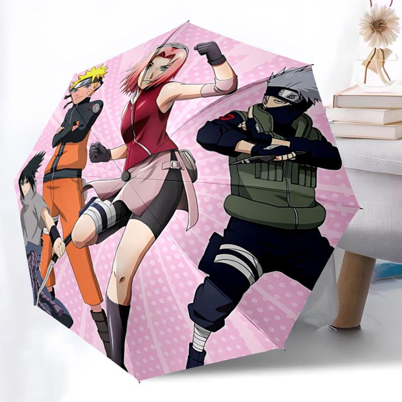 1pc Naruto Characters Automatic Folding Umbrella, Portable Collapsible Design, 8-Rib Iron Frame, , All-Season Casual Outdoor Accessory for Christmas B