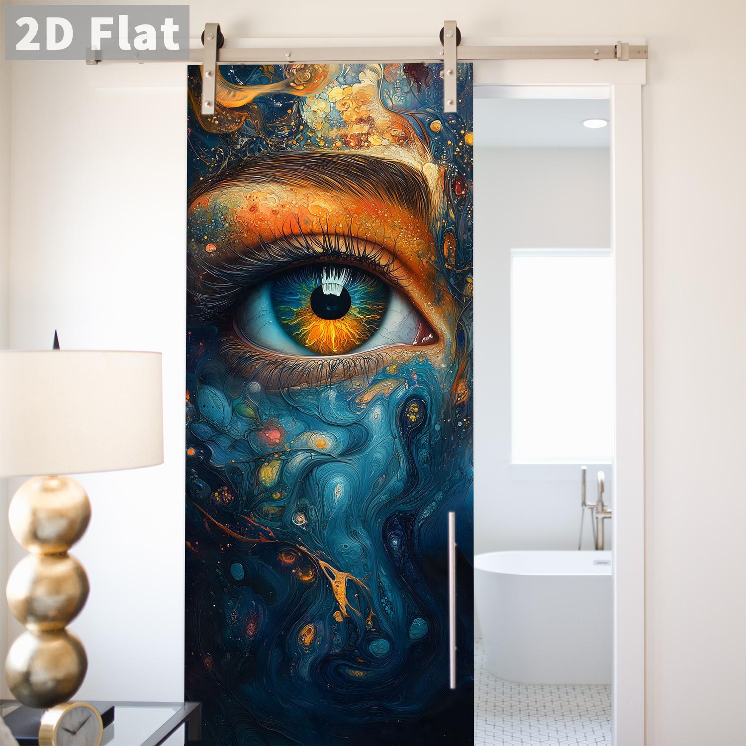 

77/90/Самоклеящаяся наклейка на дверь Съемная наклейка на стену Обои с пейзажем Абстрактная масляная живопись Фрески для дверей Домашний декор 77x200cm