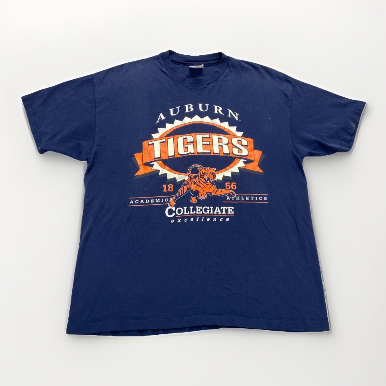 Винтажная футболка Auburn Tigers Мужская XL Темно-синяя Потертая 90-х War Eagle XXXXL