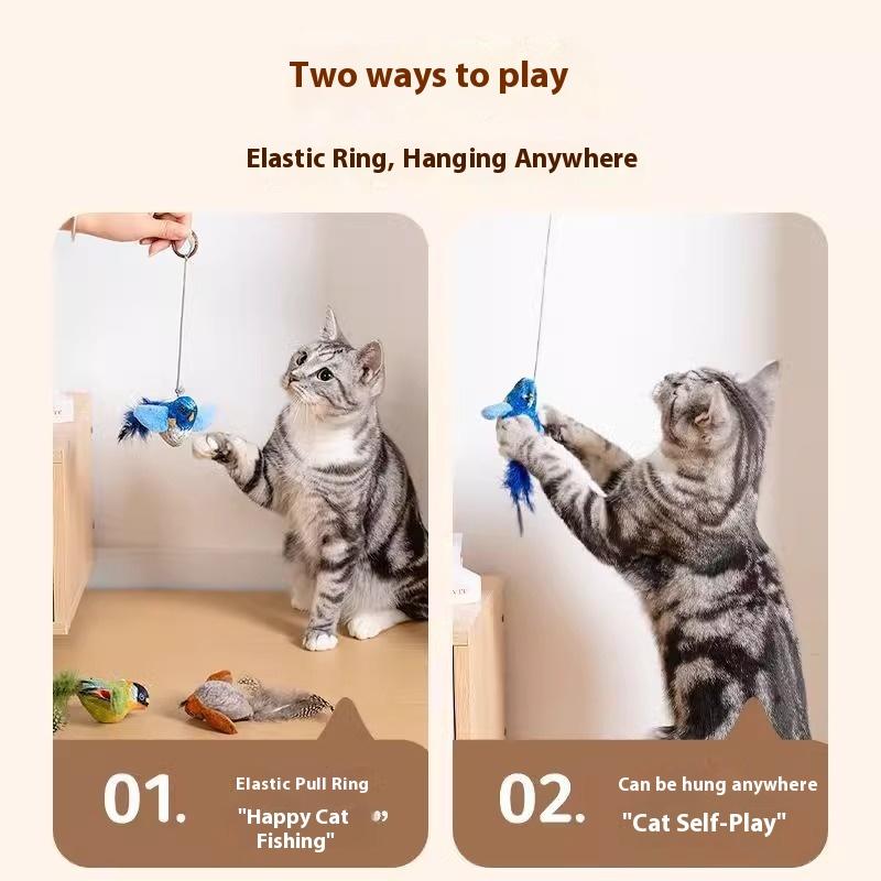 Wholesale Simulated Bird Sound Pet Toys Elastic Hanging Self-Hi Cat Toys Scratch-resistant Kittens Bored Toys