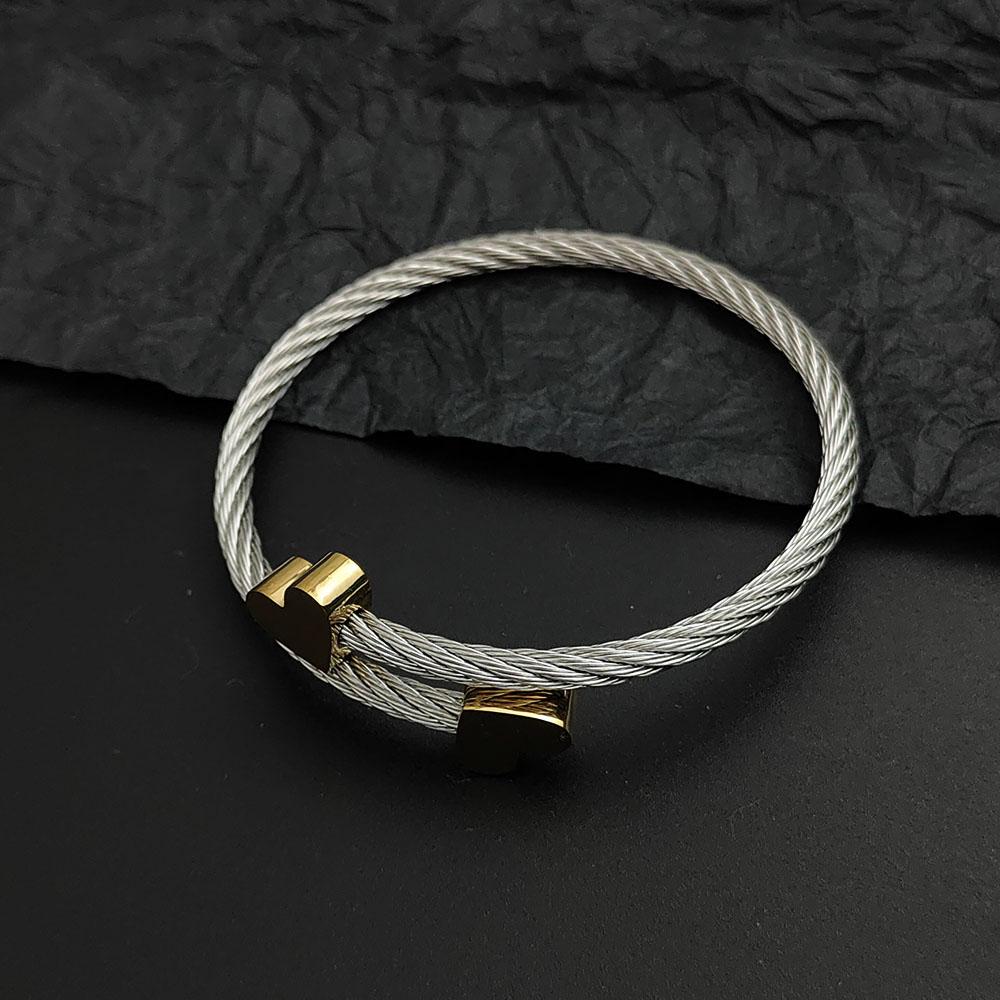 Creative Steel Wire Button Pattern Love Gold-plated Stainless Steel Women's Bracelet, Waterproof and Rust-free, Couple Bracelet