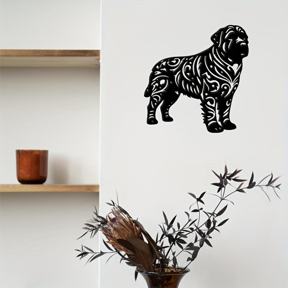 Shar Pei Dog Metal Wall Sculpture Black Iron Art Outdoor Decor Pet Lovers Housewarming Gift Durable Home Decoration