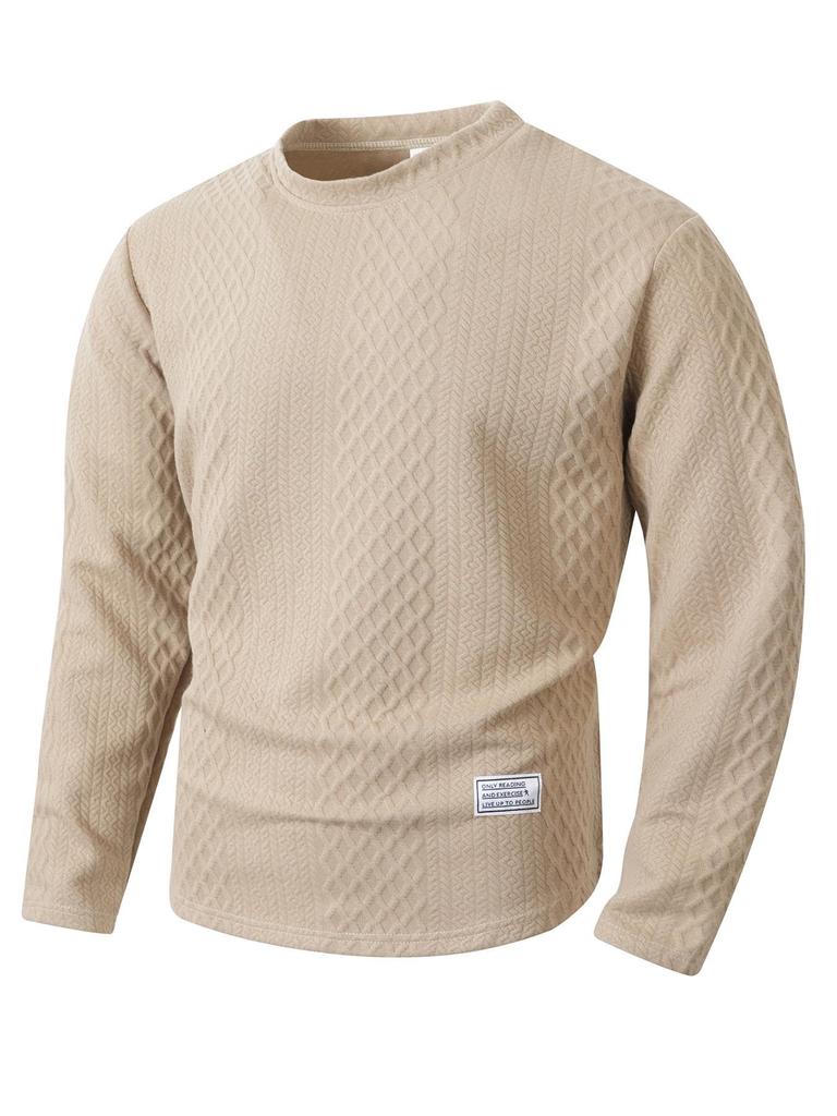 2025 Autumn/Winter Striped Round Neck Solid Color Casual Pullover Long Sleeve Hoodie Sweater