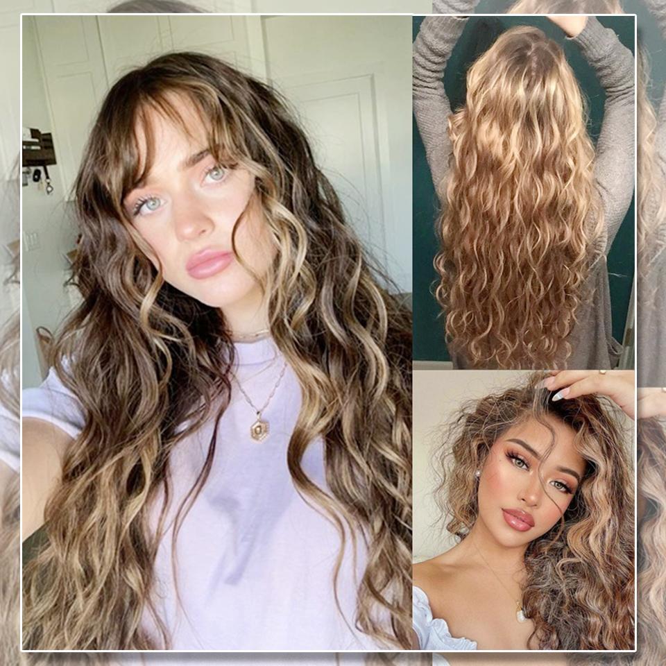 WTB Synthetic Wig 20 Inch 16 Clip Hair Extension Water Ripple Wig Set Of Seven Fluffy Heat-resistant Wig Clip Hair Extension Piece