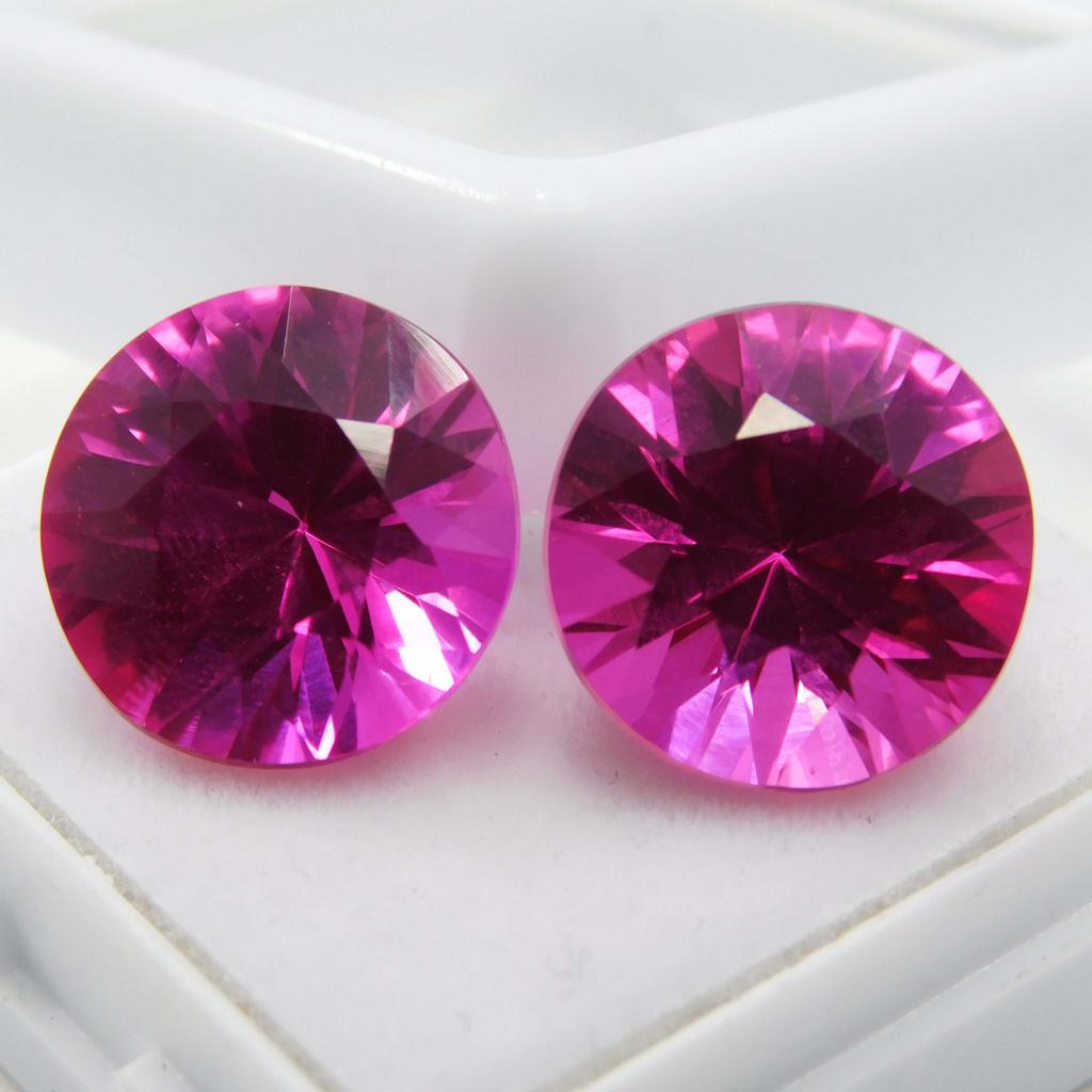 Natürliche, rosafarbene Saphire im Rundschliff, 17,50 ct, zertifiziertes Paar loser Edelsteine