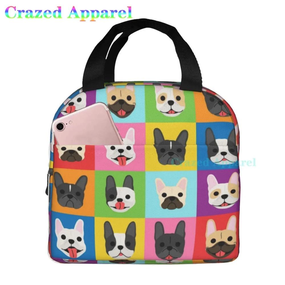 French Bulldog Cute Dog Insulated Lunch Bag Portable Thermal Cooler Box Reusable Picnic Tote Bento Bag for Men Women Kids