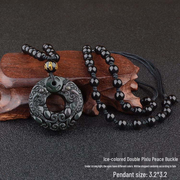 Obsidian Pixiu Pendant Necklace for Men and Women - Attract Wealth and Good Luck with Crystal Accessories