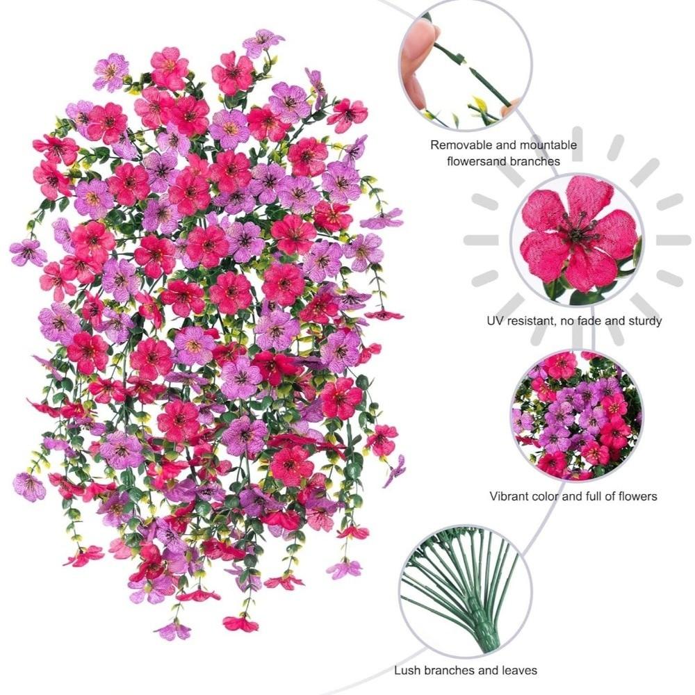 2PCS Realistic Simulated Wall Hanging Flowers Plastic UV Resistant Wall Hanging Plant Eucalyptus Garland Fake Plants