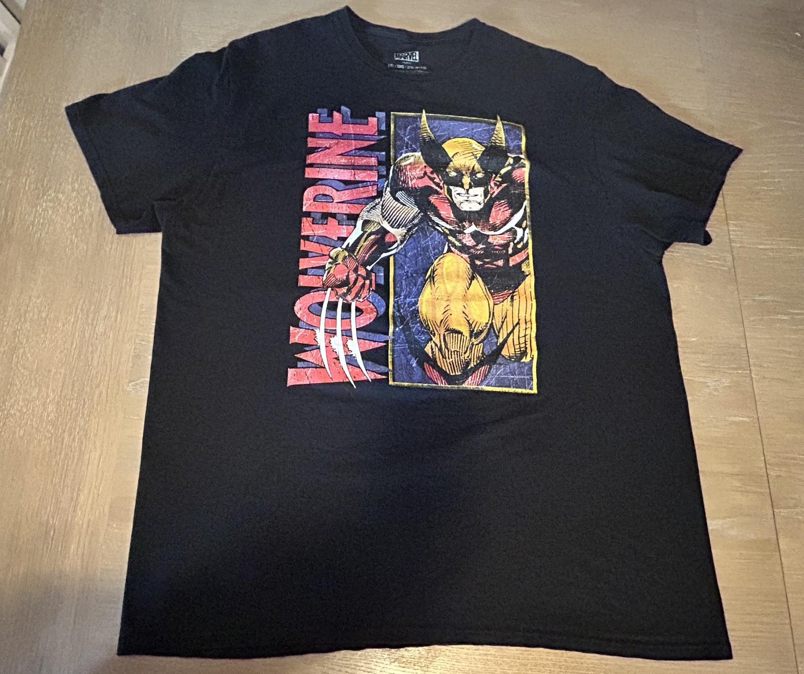Marvel Comics Wolverine T-Shirt Mens 2XL Black X-Men Graphic Tee Unisex T-Shirt M