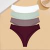 FINETOO 4Pcs Cotton Ribbed Underwear Women's Sexy Low-Waist Breathable Thongs Girls Sports Panties Stretchy T Back Soft Lingerie
