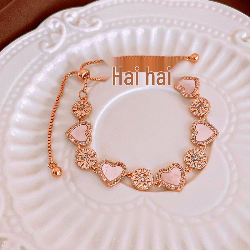 

Высококлассный браслет-сердце из циркония с золотым покрытием - Модный нишевый дизайн для женщин