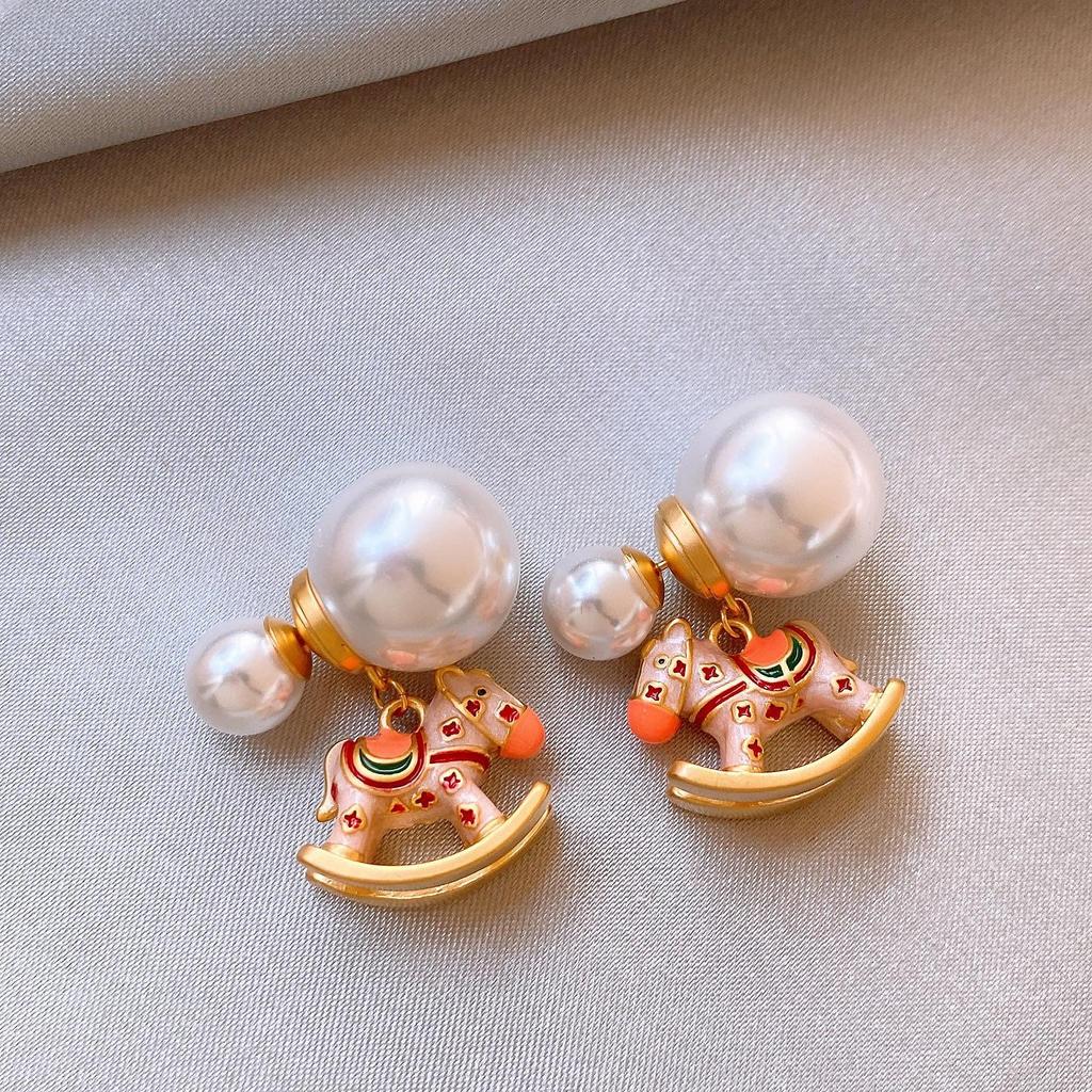 Silbernadel Süßwasserperlen Blumenohrringe - Retro-Design, Leichter Luxusschmuck für Frauen