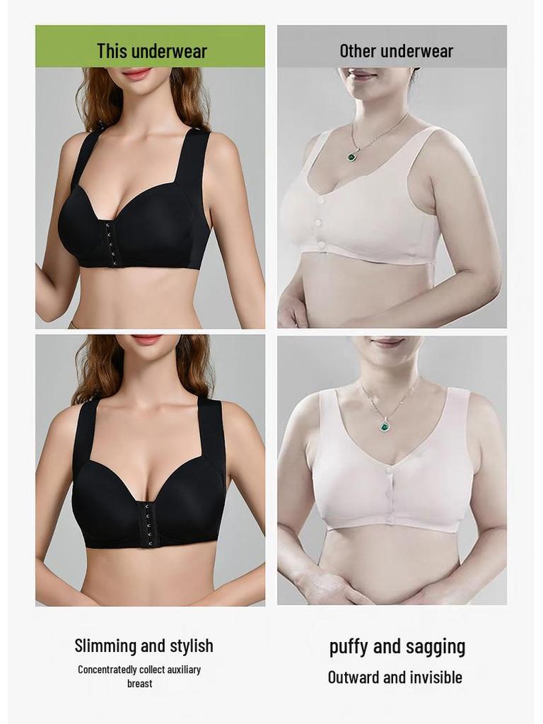 Seamless Front-Closure Anti-Sagging Plus Size Wire-Free Bra with Beautiful Back Design